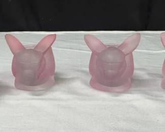 Frosted Glass Bunny Tea Light Candle Holders