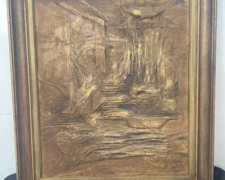 Framed 3D Painting Rooftops Signed by J. Amodeo