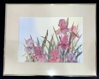 Framed Irises Image Signed by B. Whitney