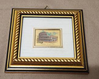Vintage Frame 23kt Gold Leaf Depiction of the Colosseum in Rome