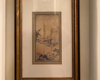 Framed Flowers with Golden Background