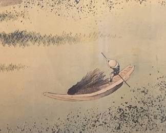 Framed Fishing Village by Katsushika Hokusai