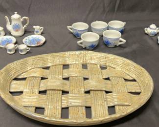 Ceramic Lattice Tray Mini Tea Sets