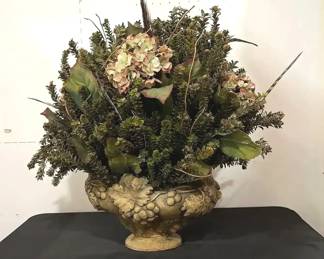 Faux Flower Arrangement Featuring Hydrangea Feathers