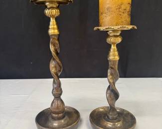 Pair Vintage Maitland Smith Barley Twist Candle Holders