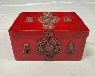 19th Century Red Lacquered Chinese Box