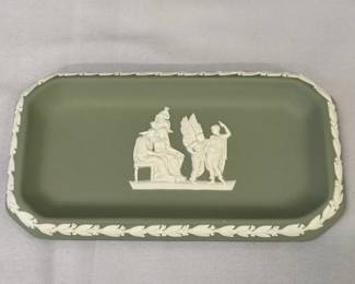 Vintage Wedgwood Jasperware Trinket Dish Sage Green