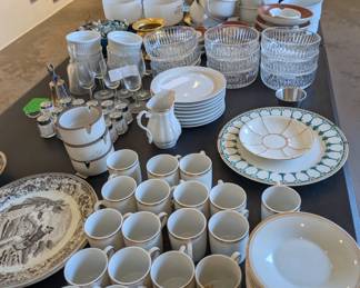 Wide array of dishes, mugs, and flatware available!