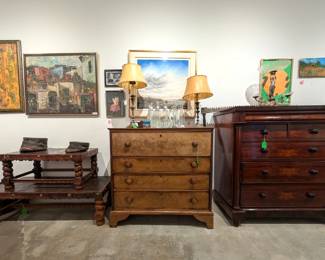 Wide variety of antiques furniture and art.