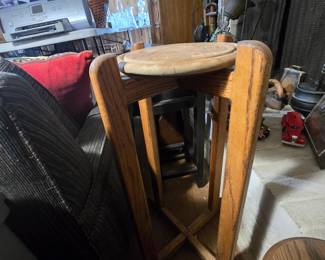Vintage Oak Plant Stand - Solid Wood with Rotating Top