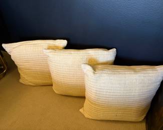 Set of three straw throw pillows