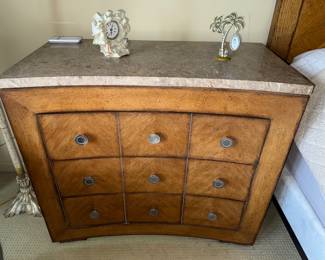 Wooden nightstand with granite top (part of a larger bedroom set)