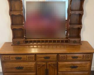 Wood Dresser With Hutch