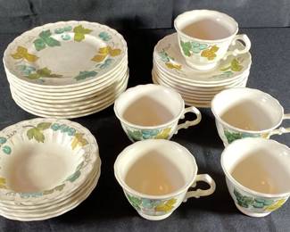 Vernon Ware By Metlox, 9Lunch Plates, 5 Small Bowls, 8 Saucers, 5 Tea Cups