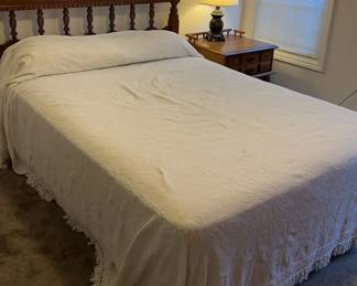 Wood Bed frame And Matching Nightstand With Lamp