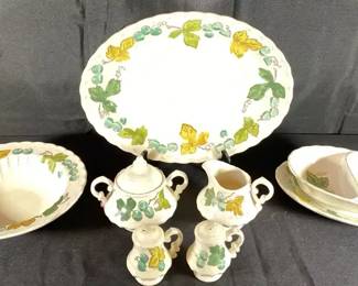 006 Vernon Ware by Metlox, Serving Platters and Bowls, Cream Sugar, Salt Pepper Shakers