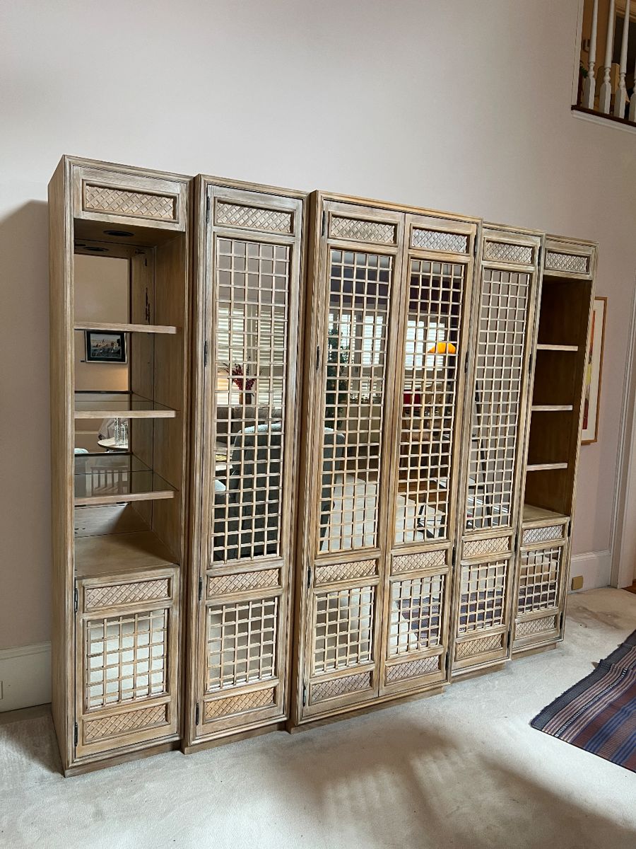 Custom mirrored wall shelves