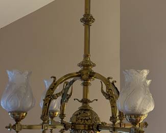 English brass chandelier, circa 1890