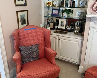 Wing chair, artwork, misc decor