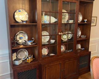 Breakfront, silver plate, china