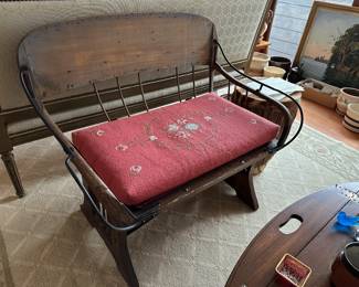 Antique Carriage Seat w/ Needlepoint Cushion (2 of 2)