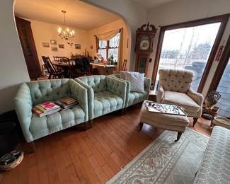 Newer Tufted Arm / Club Chairs, Tufted Back Chair w/ Ottoman