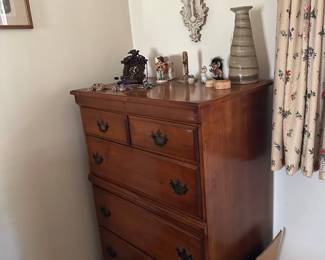 Chest of Drawers, Small Cuckoo Clock, Cherub Wall Clock