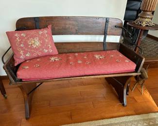 Antique Carriage Seat w/ Needlepoint Cushion (1 of 2)