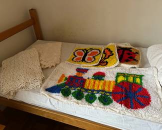 Crochet Linens, Hooked Pillow Covers & Rug