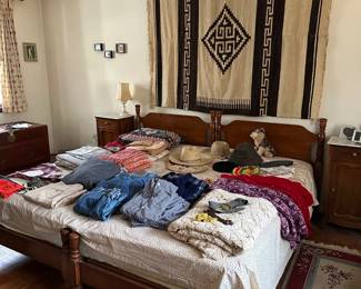 Beds, Clothes, Hand Knotted Blanket / Wall Hanging, Crochet Spread, Hats, Vintage TWA Stewardess Hat