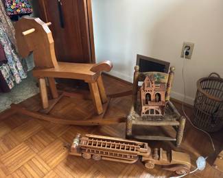 Rocking Horse, Wooden Truck, Small Chair