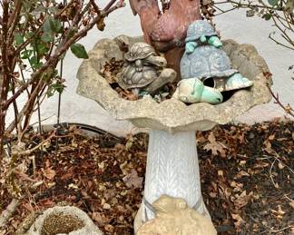 Vintage Ceramic and Concrete Garden Decor Assortment