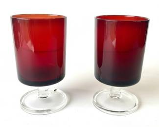 Vintage Arcoroc France Luminarc Cavalier Ruby Red Sherry Cordial Glasses