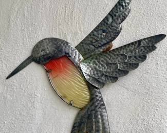 Metal Hummingbird Wall Art with Glass Body