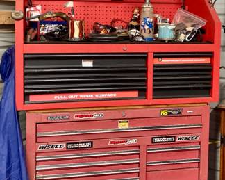 Red Metal Tool Chest and Cabinet