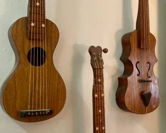 Collection of Three Miniature Wooden Musical Instruments