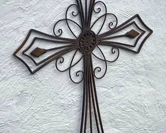 Ornate Wrought Iron Cross Wall Decor