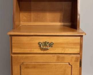 Vintage Pine Nightstand with Drawer and Cabinet