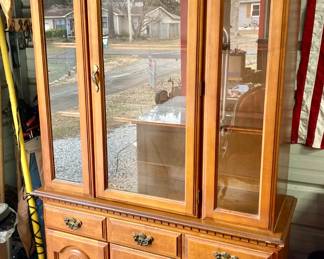 Vintage China Cabinet with Glass Doors and Drawers