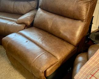 Brown Leather Recliner and Sofa Set