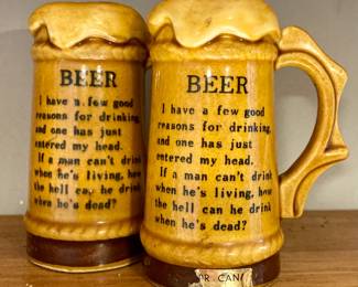 Vintage "Beer" Mug Salt and Pepper Shakers