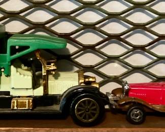 Vintage Die-Cast Delivery Truck and Roadster Car