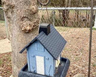 Blue Miniature House Bird Feeder