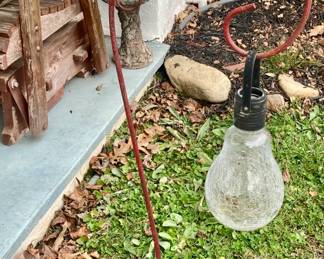 Crackle Glass Light Bulb Garden Lantern