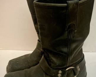 Vintage Black Leather Motorcycle Boots