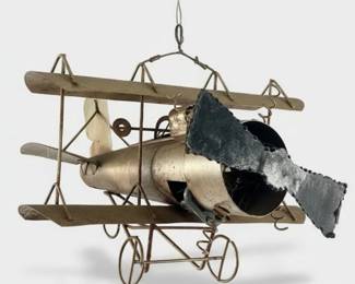 Vintage Tin Lithographed Biplane Mobile