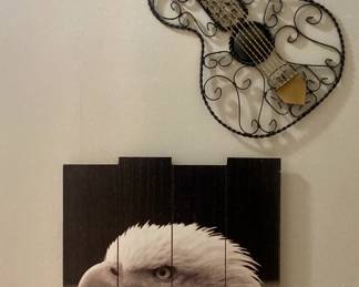 Wire Guitar Wall-hanging and Eagle Decor