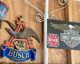 Harley-Davidson Cycles Signs and Busch Signs