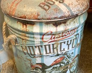 Vintage Motorcycle Storage Ottoman/Bin