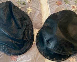 Vintage Leather Flat Cap / Newsboy Cap Set